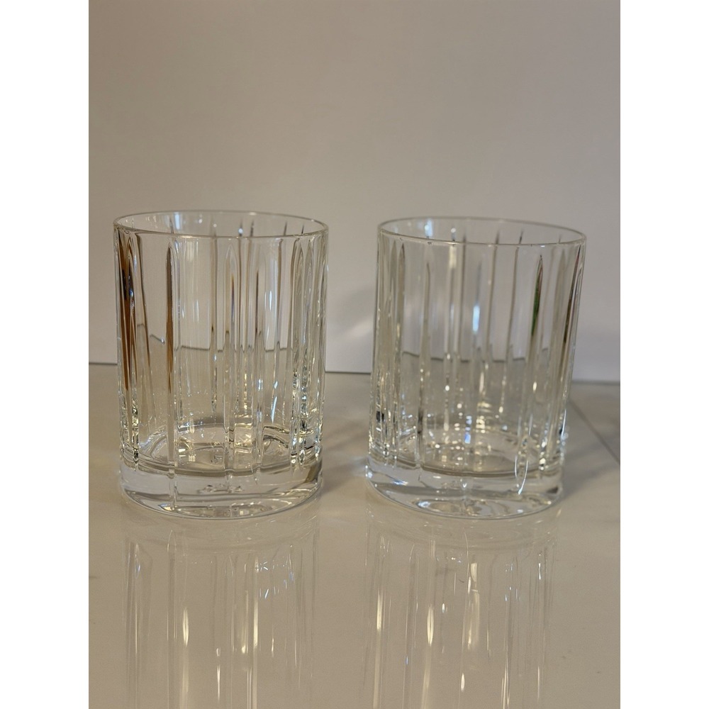 Pair RALPH LAUREN TURNER Doubled Old Fashioned Crystal 10.8 Oz Whiskey Glasses